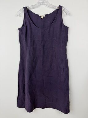 EILEEN FISHER Beach Coastal Resort Wear Purple 100% Linen Shift Tank Dress XS